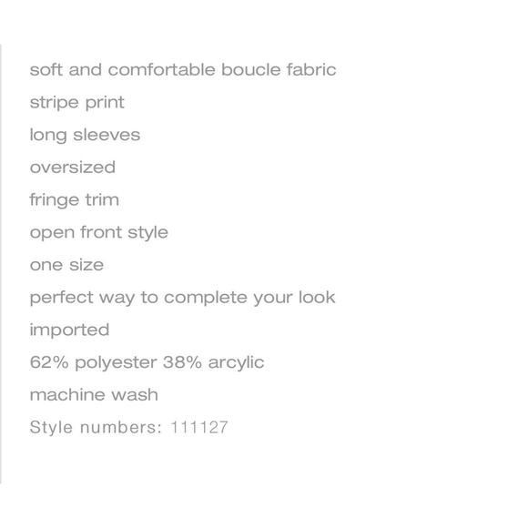 Maurice’s‎ Women’s Black Striped Ruana/Shawl,One Size NEW - Picture 5 of 5